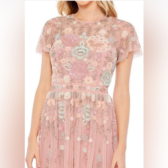 NWT Mac Duggal 9134 Flare Sleeve Floral Dress Size 12 - Picture 2 of 13